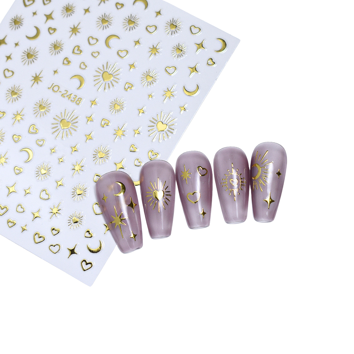 Sticker für Nageldesign (Gold - Sterne, Mond, Herzen)